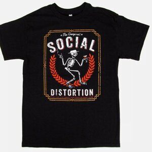 SOCIAL DISTORTION T-shirt Punk Rock Skeleton Logo Tee Shirt Black New